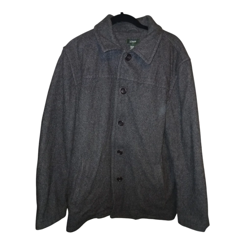 J crew mens wool button up top coat Large